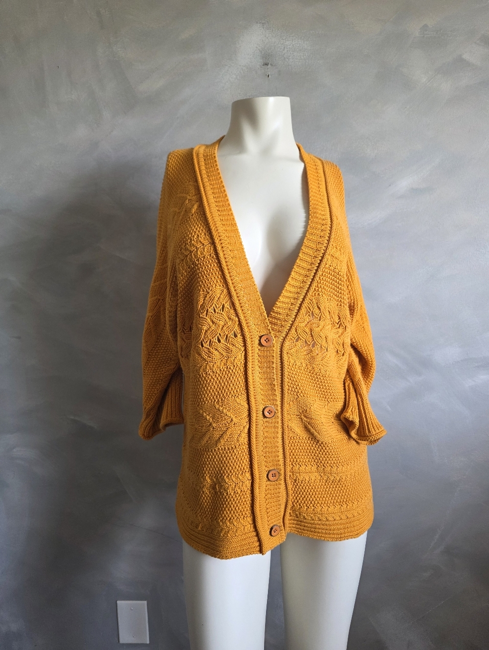 Rena Lange Merigold Boyfriend Style Cardigan Sweater Cotton Sz L Knit
